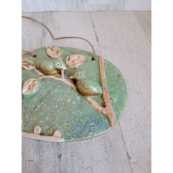 Vintage ceramic green bird Branch hanging home decor unique - Picture 4 of 6